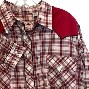 Roper Western Shirt Red Plaid Long‎ Sleeve Pearl Snap Rodeo Cowgirl Plus 1X